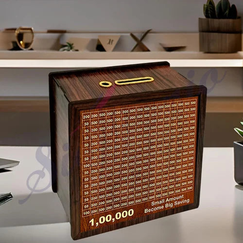 Brown Wooden Money Bank